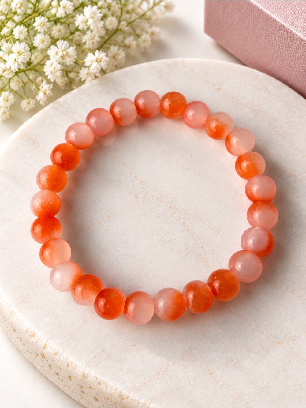 Orange Bead Stretch Bracelet - Women Jewelry